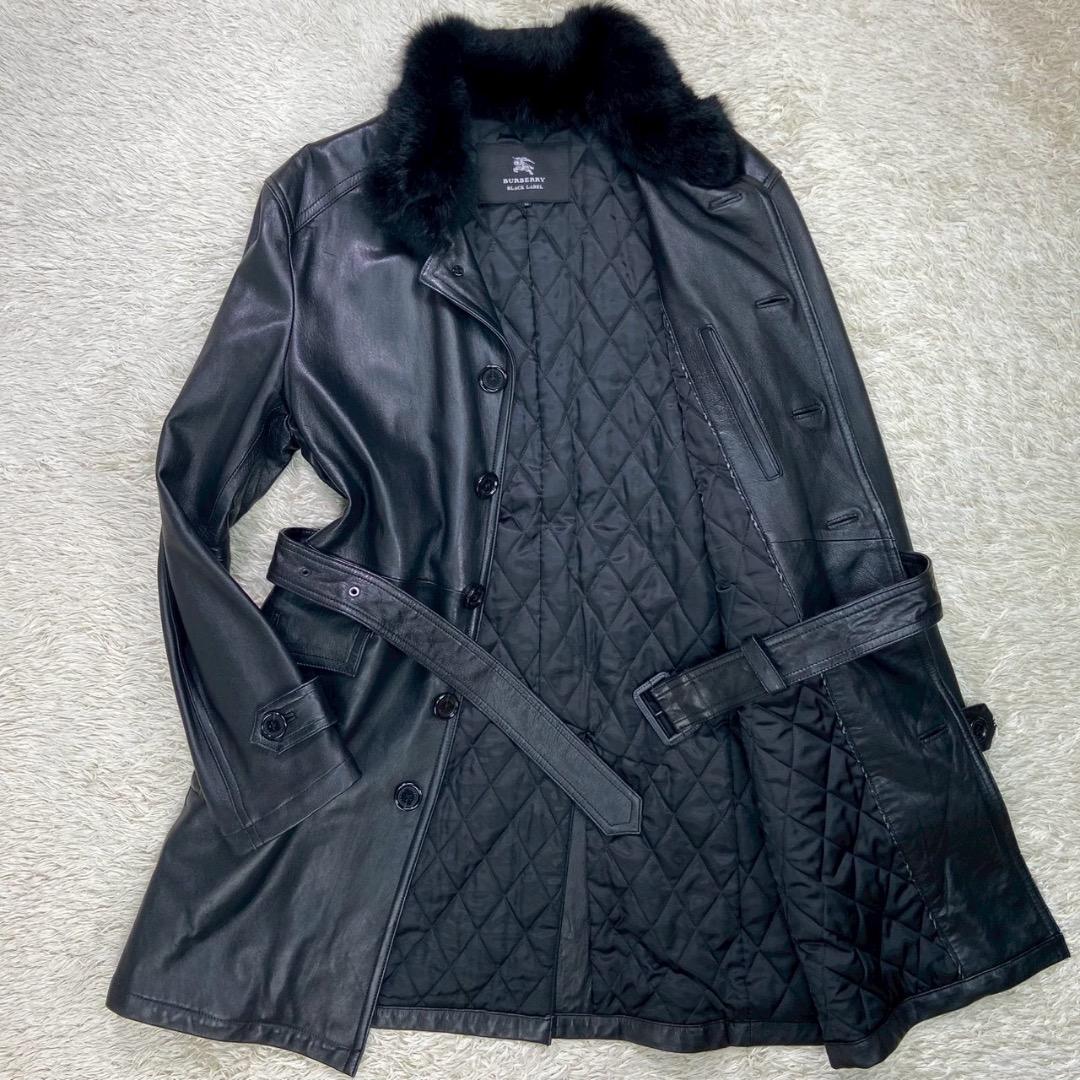 【極希少LL!!欠品無し!】バーバリーブラックレーベル レザーコート ムートン