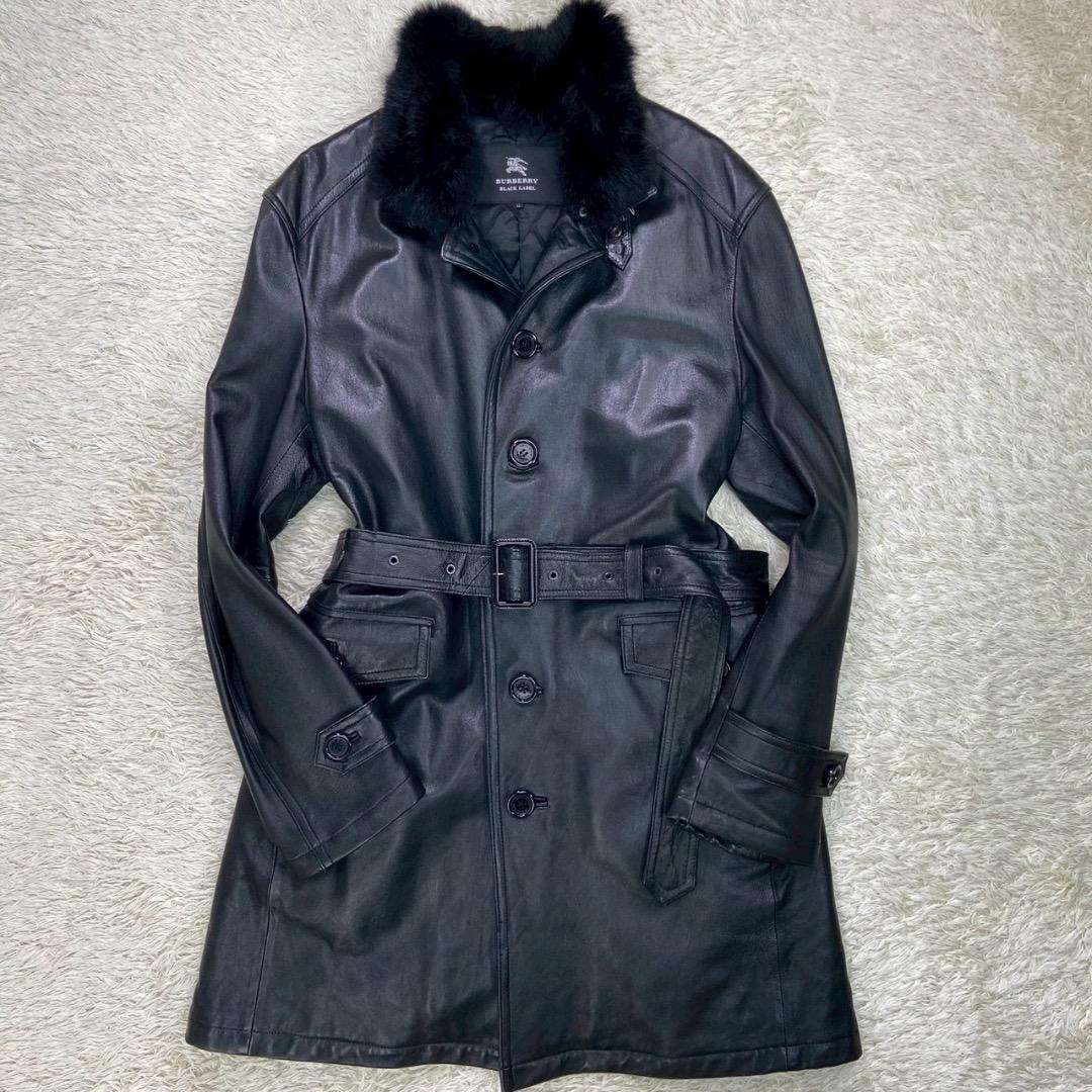 【極希少LL!!欠品無し!】バーバリーブラックレーベル レザーコート ムートン