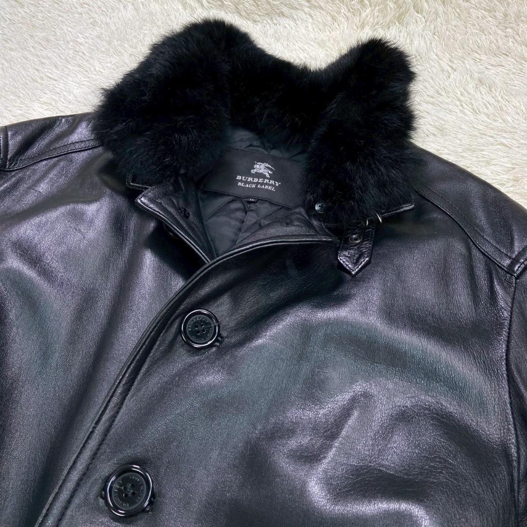 【極希少LL!!欠品無し!】バーバリーブラックレーベル レザーコート ムートン
