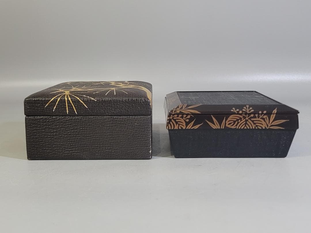 蒔絵 小箱 台付 二件 美品 DT701