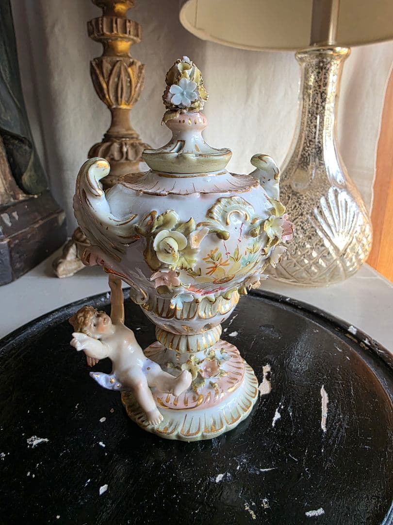 フランスアンティーク 陶器のポプリポット