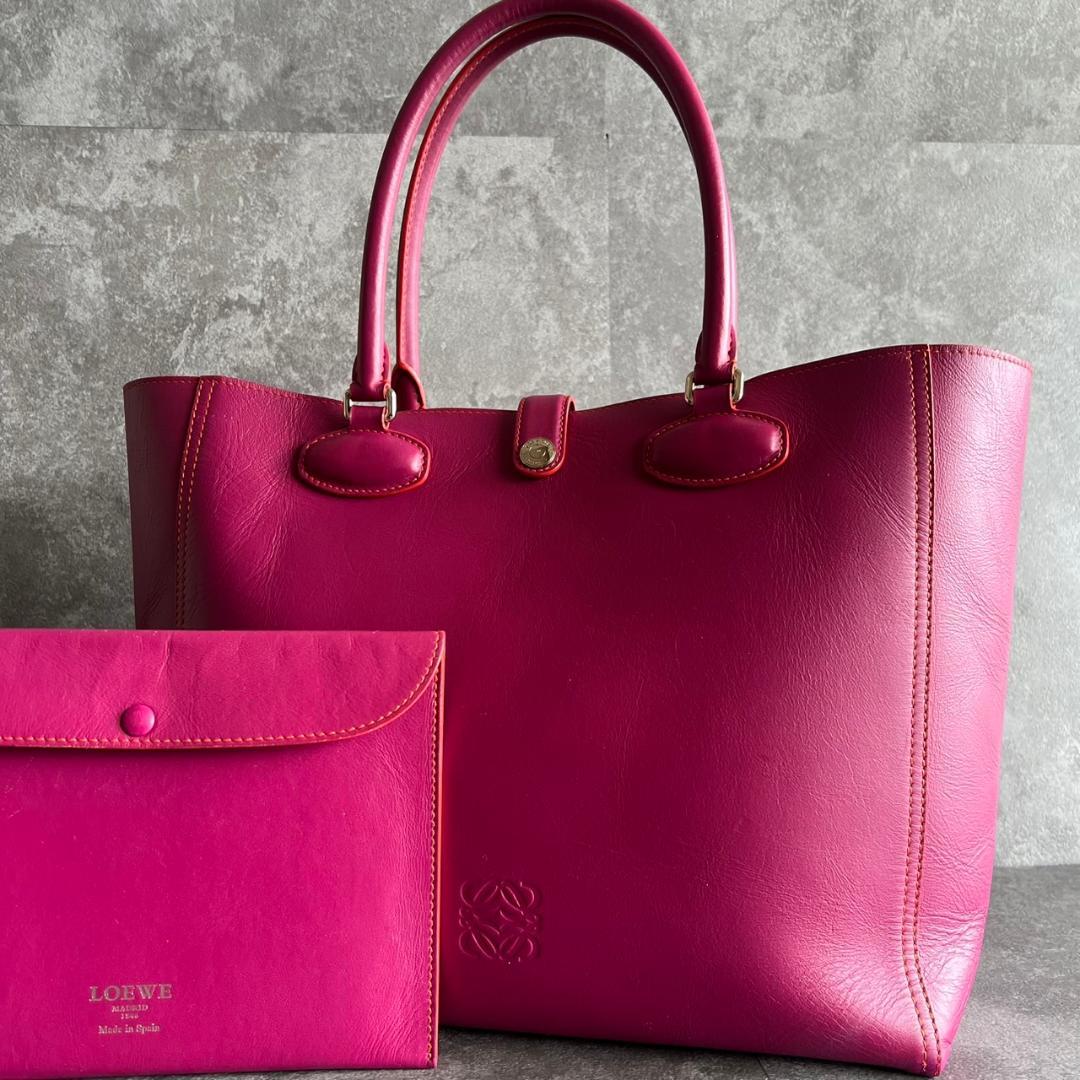 ゆずポン⭐️LOEWE⭐️ロエベ レオ トートバッグ アナグラム ピンク