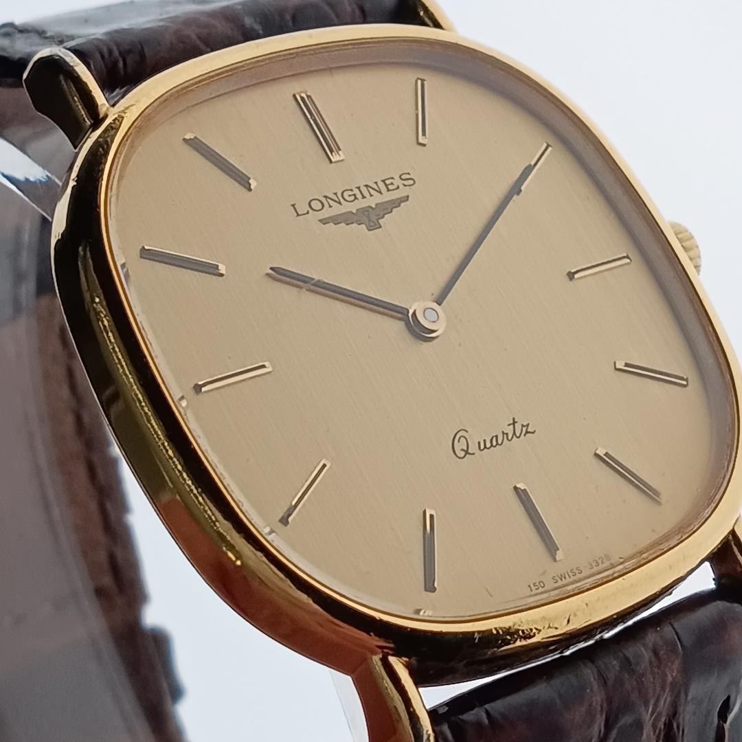 稼働品 LONGINES ロンジン クォーツ 腕時計 ゴールド スクエア