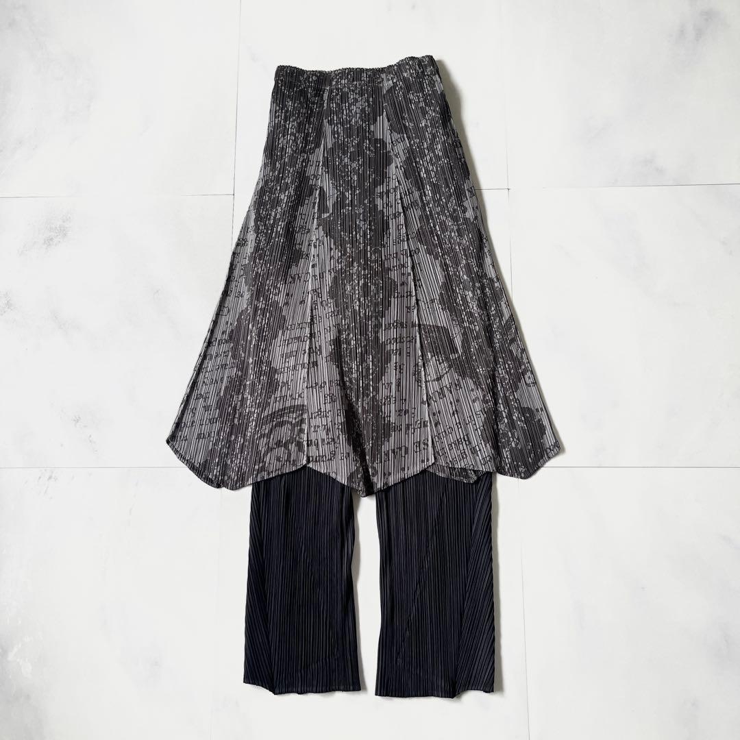 美品 プリーツプリーズ 変形スカート プリーツスカート レシピ柄 サイズ1