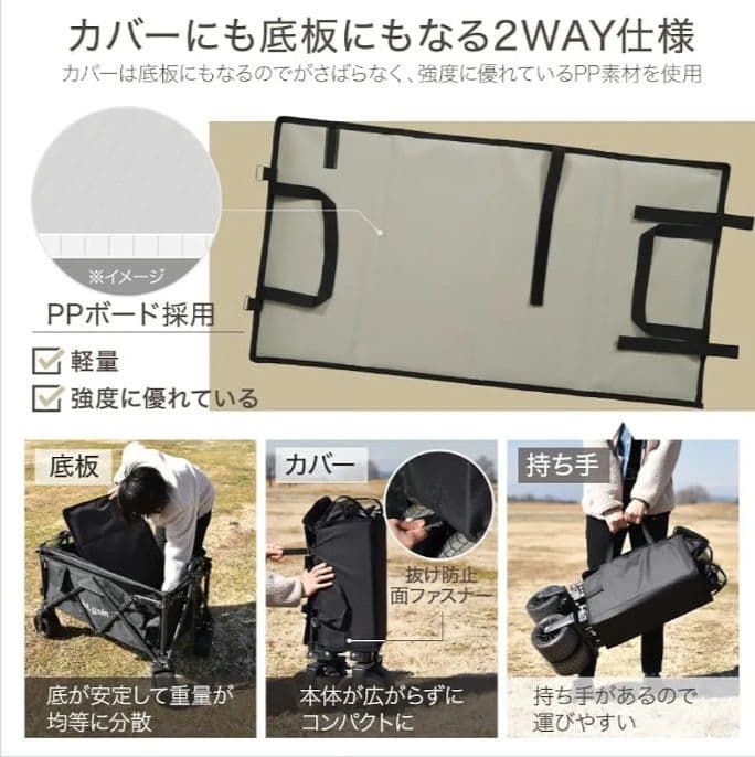 ライシン アウトドアワゴン リアキャリア付き 折り畳み キャリーカート