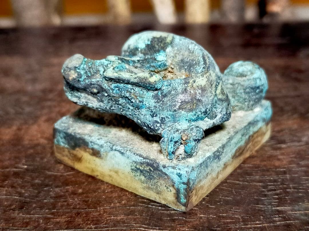 とても古い　中国　印鑑　箱付き　印　龍　はんこ　篆刻　骨董　古玩