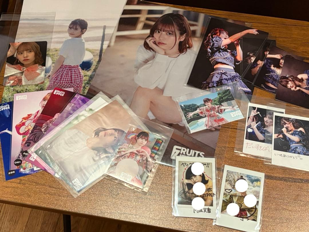 月足天音　サイン入りチェキ&グッズセット　ヤンジャン　フルーツジッパー