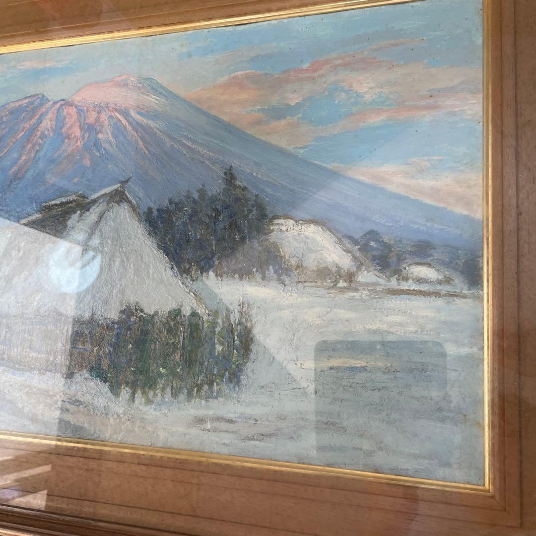 I. Hashimoto 富士山の雪景色 油彩画 1996年　QW4413