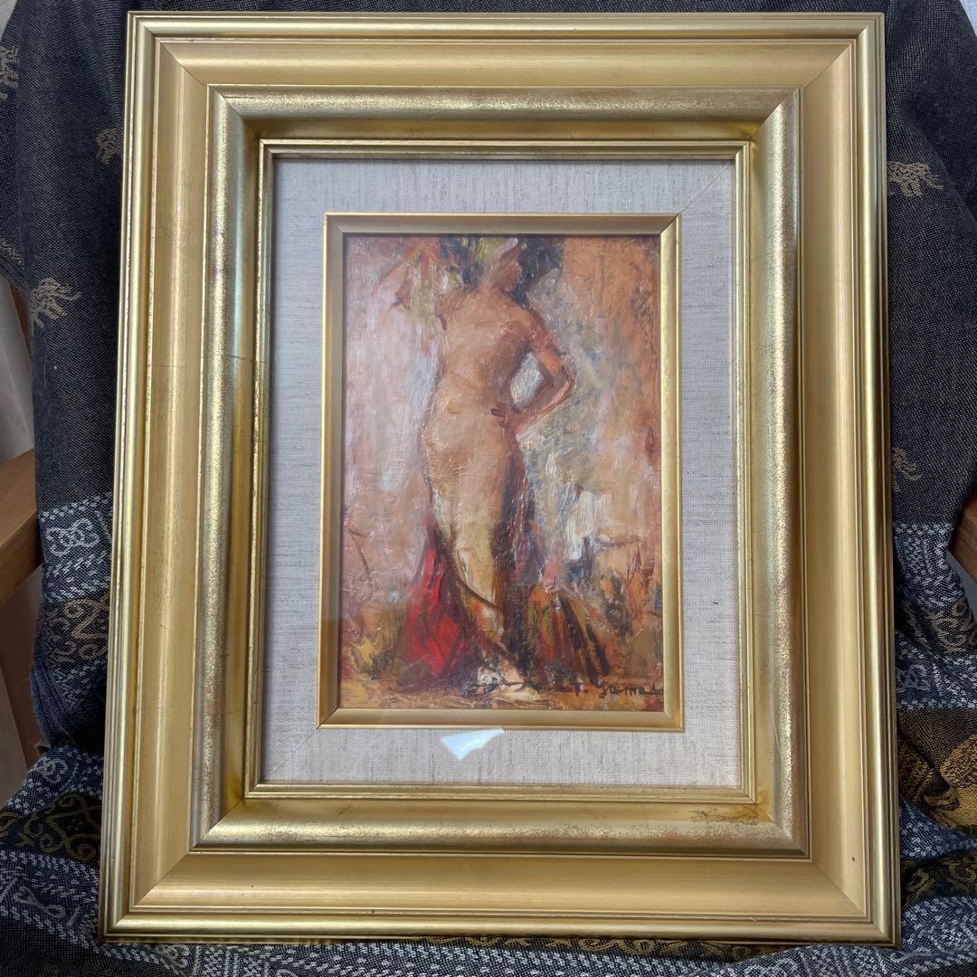 油彩画 ゴールドフレーム付き　「裸婦」