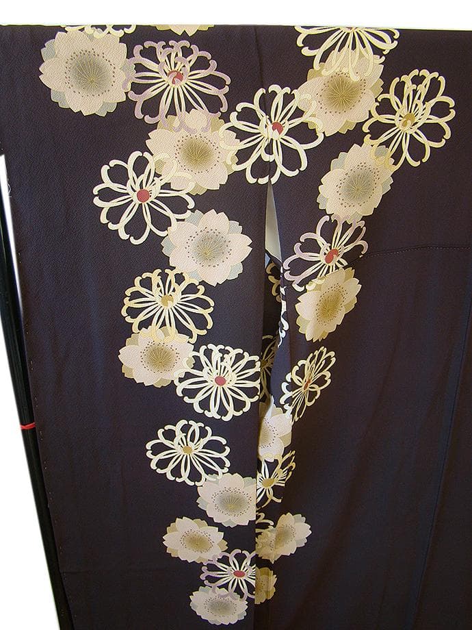 値下げ交渉ＯＫ！ロング寸 こむさでもーど 極上ちりめん地 振袖 正絹 Ｂ６５６