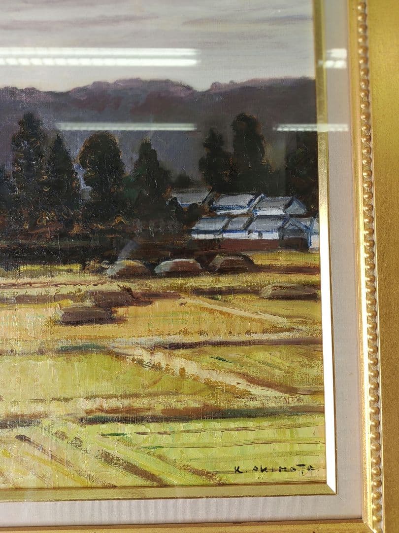 秋元清弘　法輪寺　油彩　額装　F8号　一枚の繪