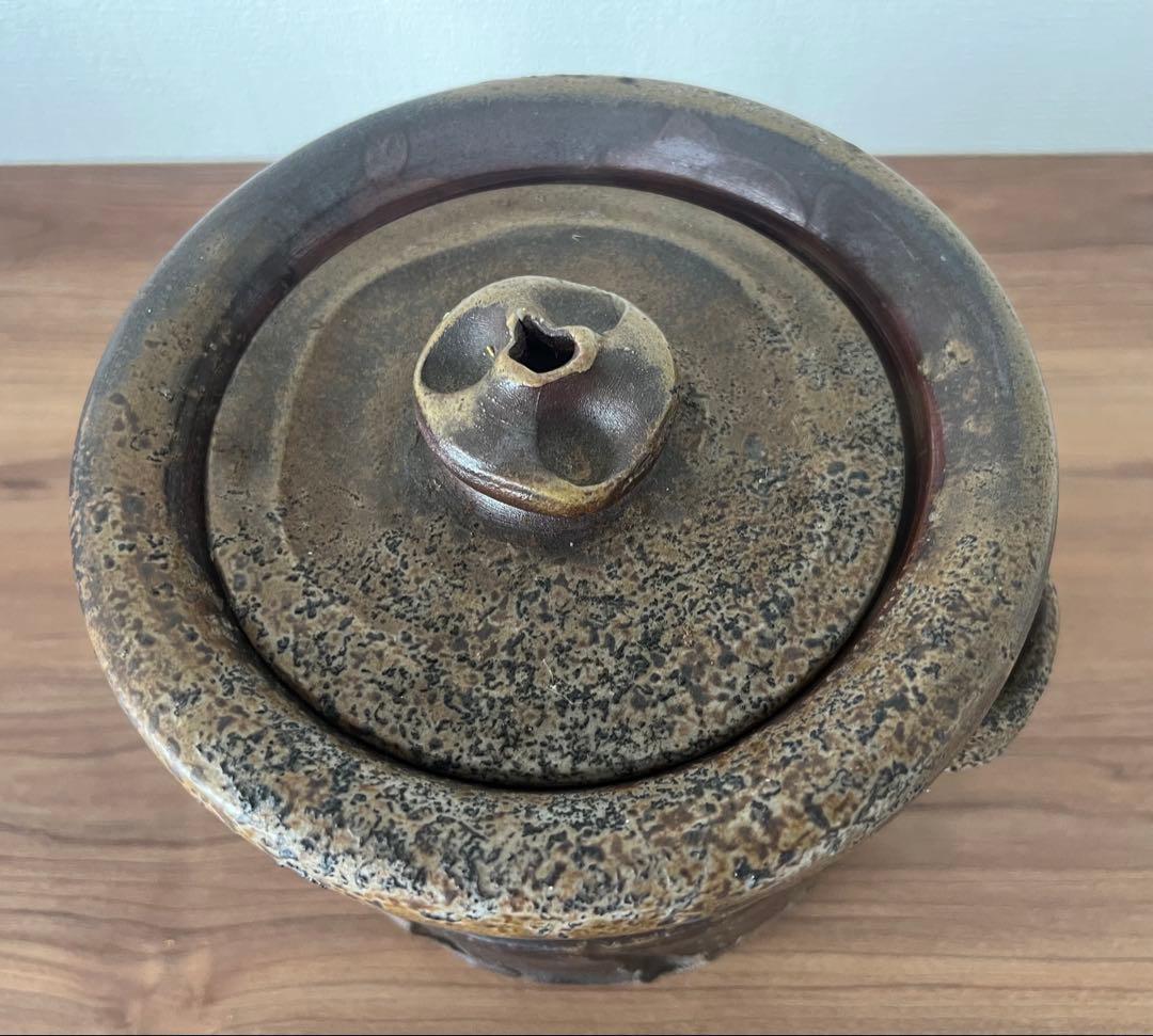 松笠靖彦 備前水指 茶道具 茶道 共箱 共布 備前焼 陶芸