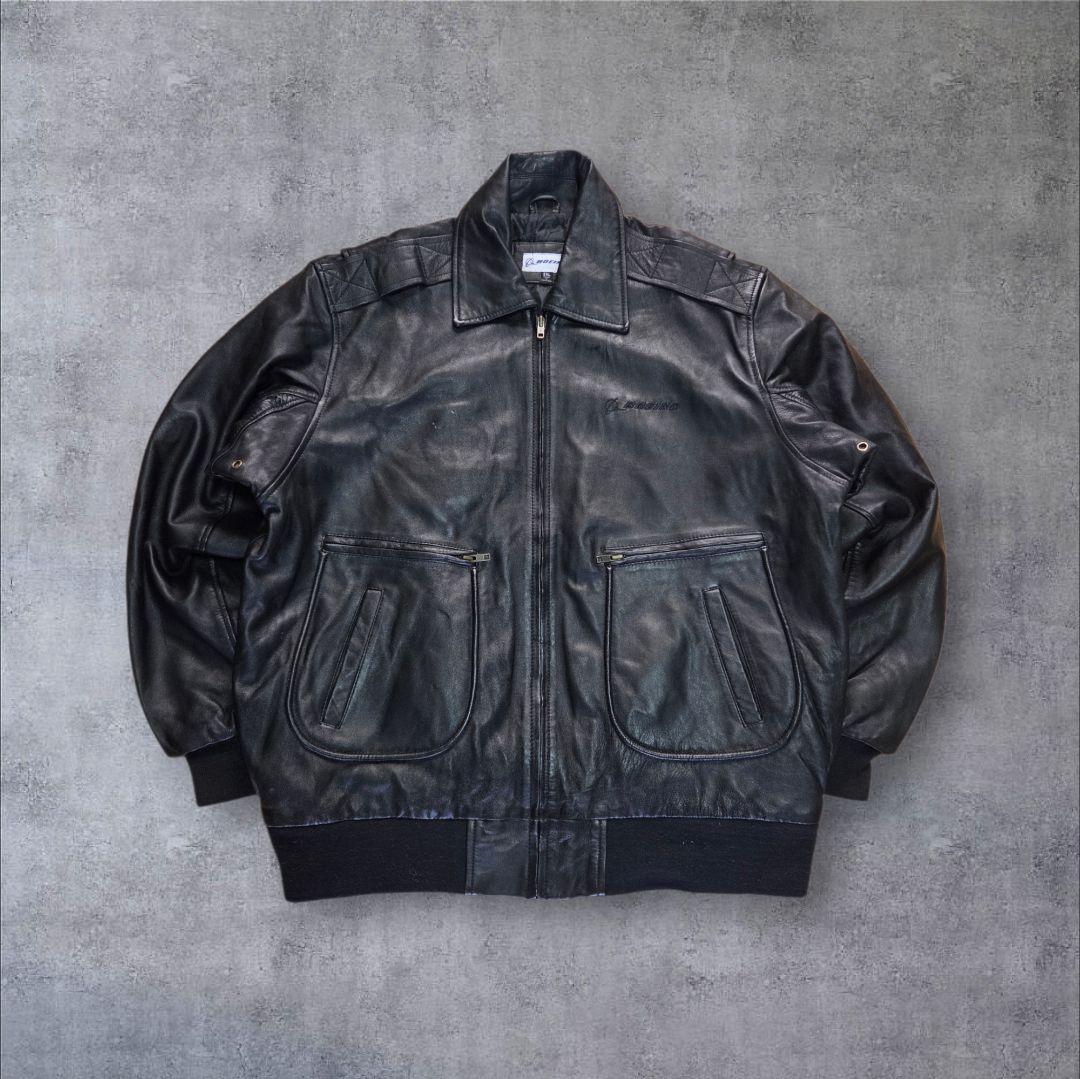 vintageカーコートBOEINGシングルライダースジャケット黒上質牛革ゆう様
