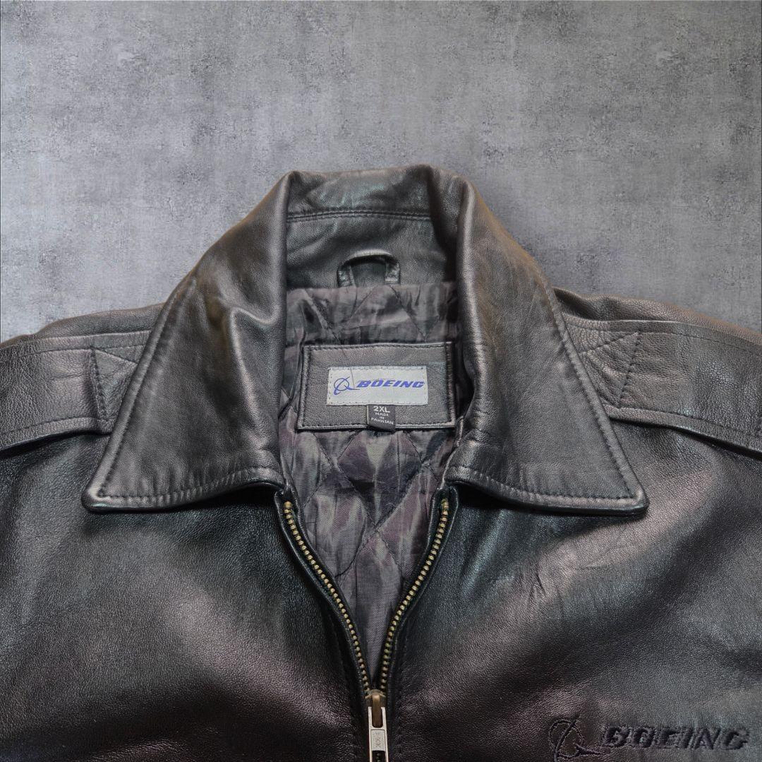 vintageカーコートBOEINGシングルライダースジャケット黒上質牛革ゆう様