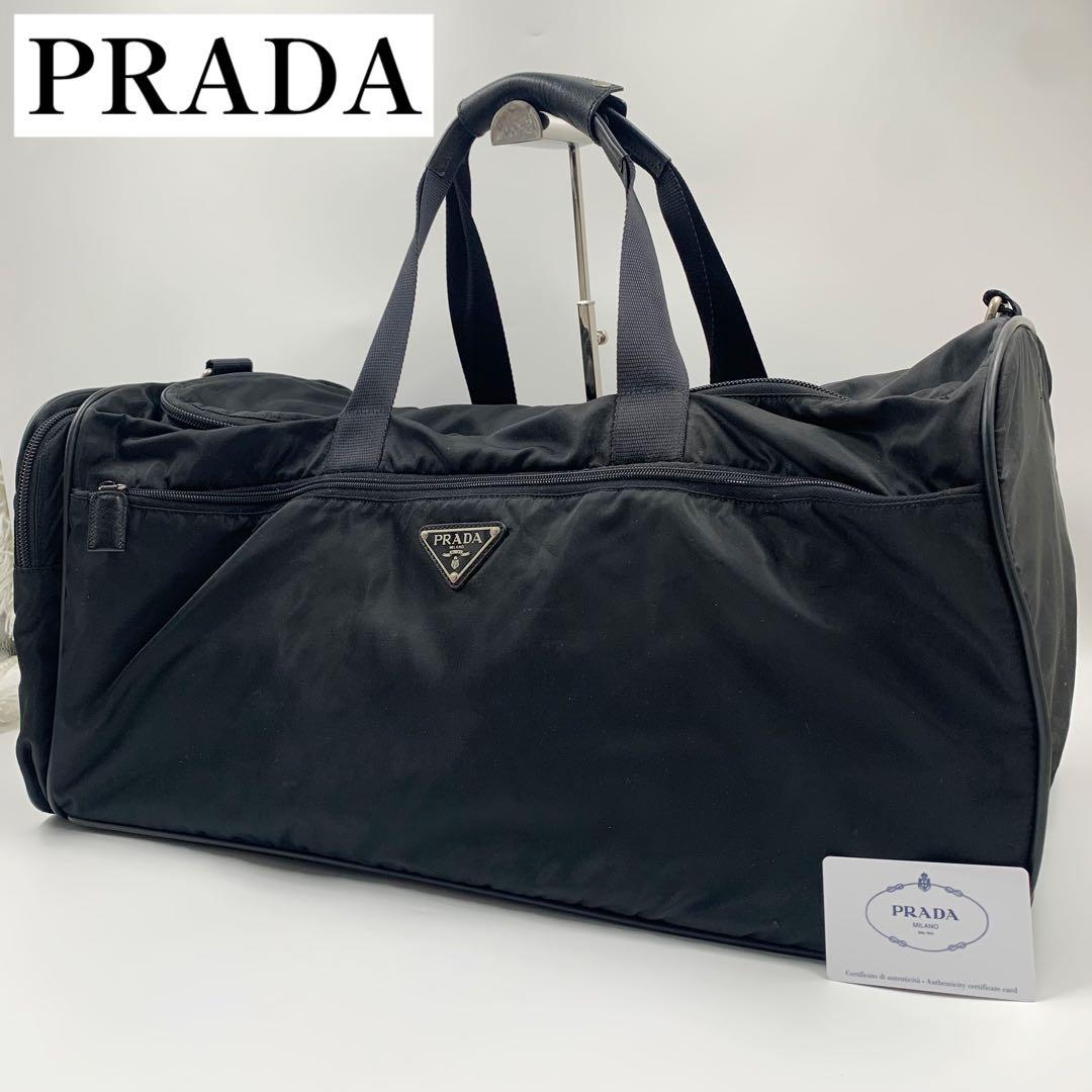 【✨美品✨】プラダ 三角ロゴ ナイロン キャリーバッグ ボストンバッグ ブラック