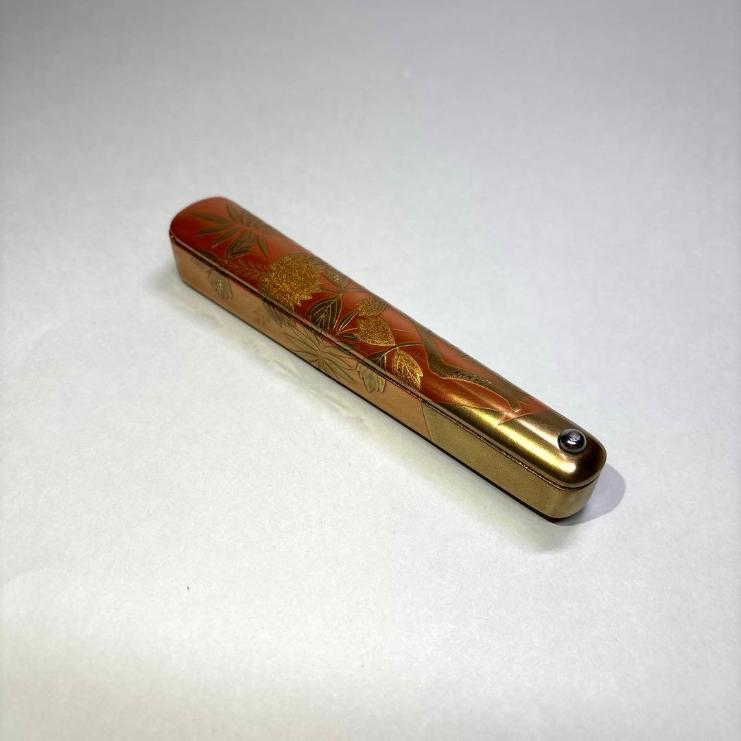 大井好雲斎　桐竹蒔絵矢立香合