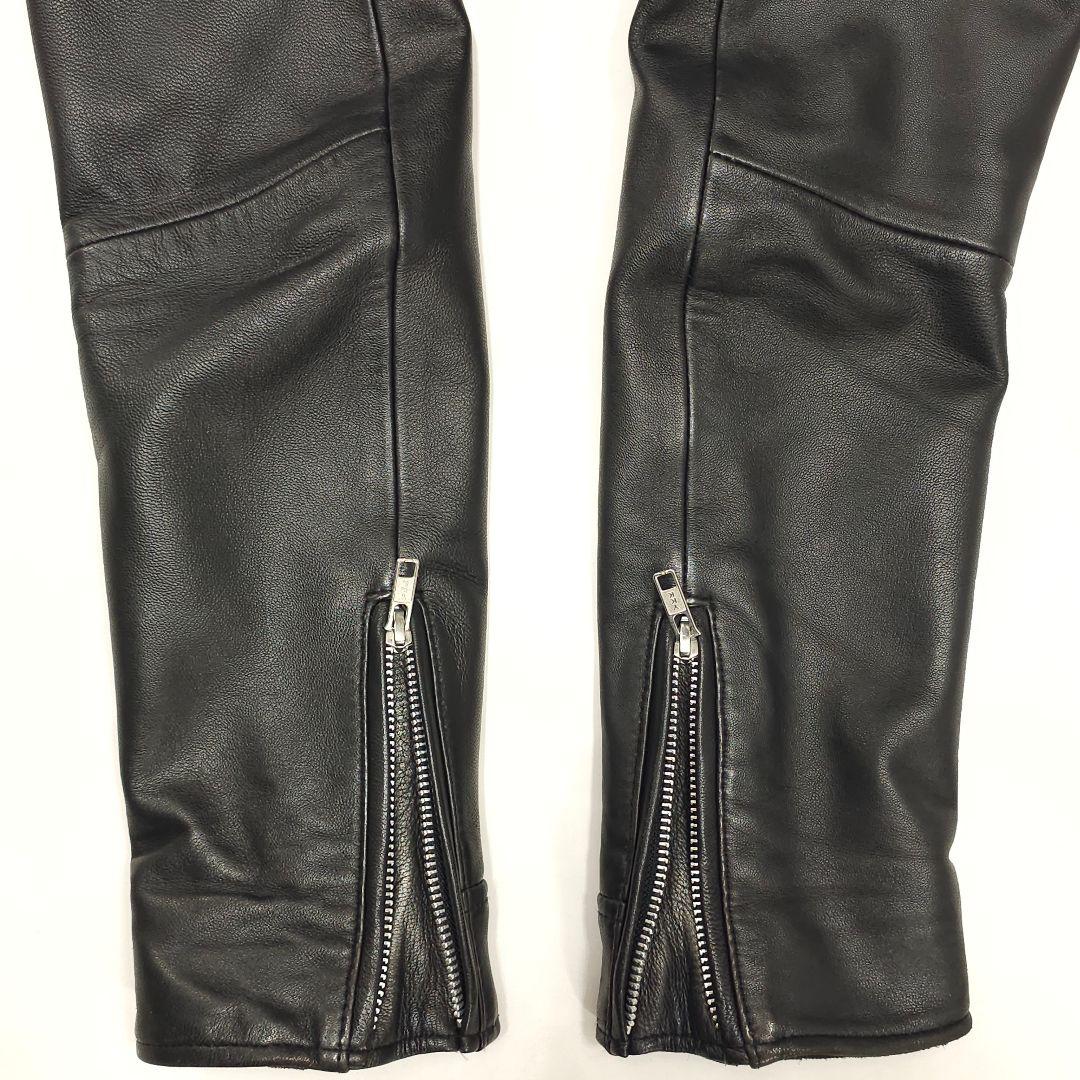 バッファローボブズ 羊革 シングルライダースジャケット 襟無し ファントム 黒