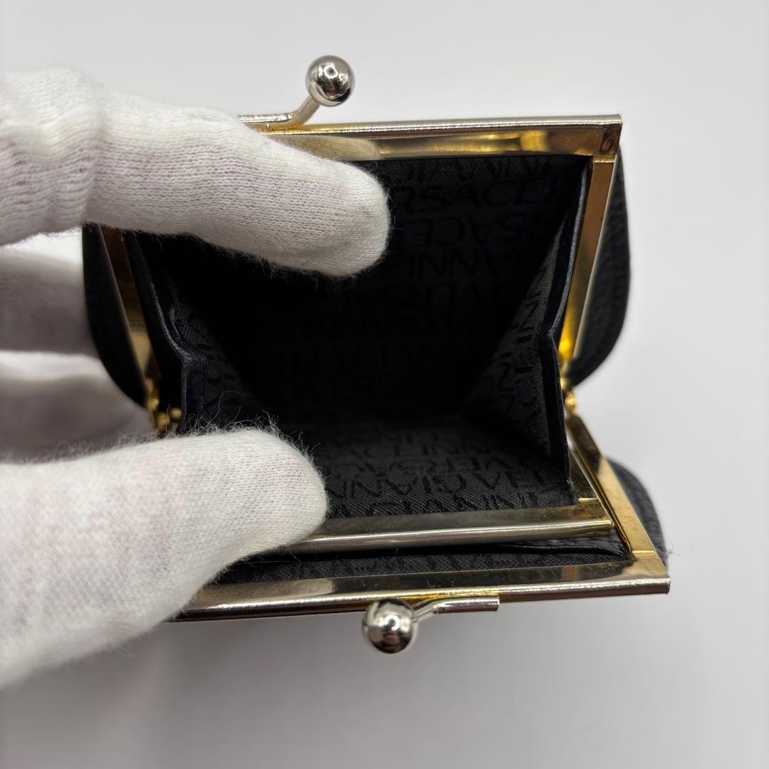 VERSACE　ケース　がま口　ブラック　レザー　メデューサ　ゴールド