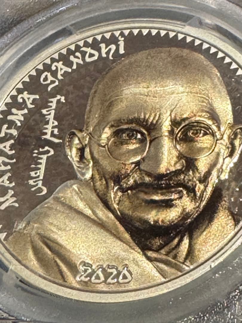 2020年 マハトマ・ガンジー 1000トゥグリク 銀貨 PR70