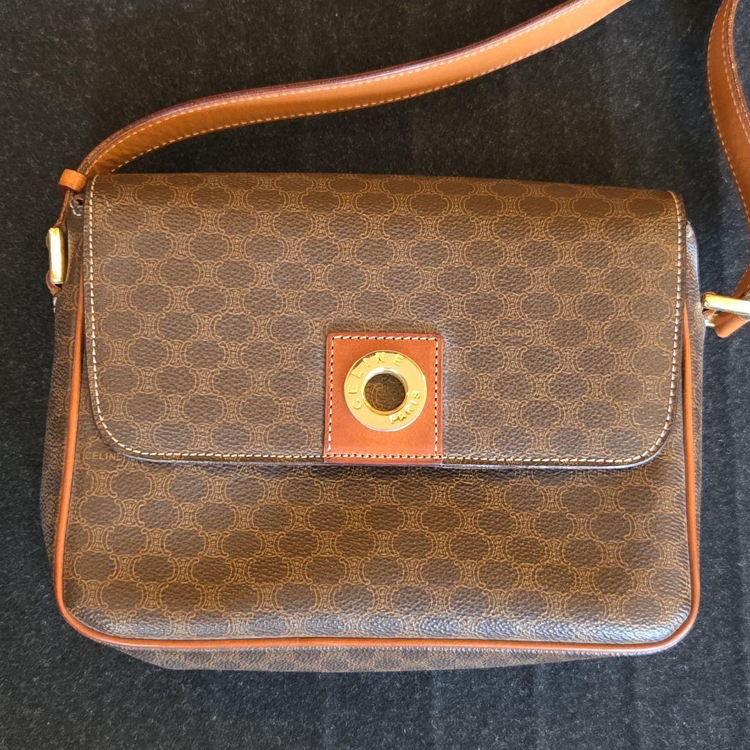 【CELINE】セリーヌ マカダム柄 サークルロゴ金具 ショルダーバッグ M12