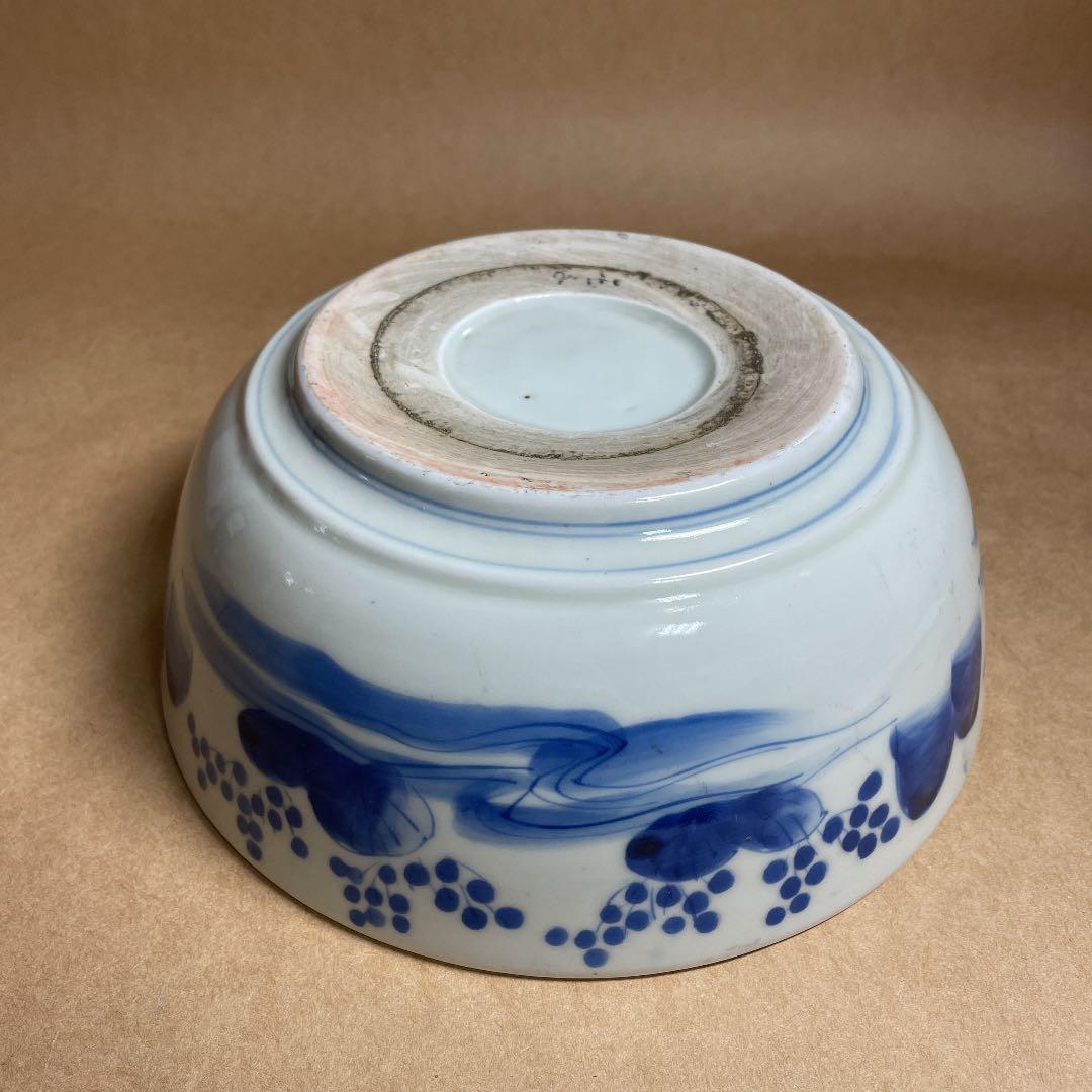古い大鉢　【m38 染付　呉須　古伊万里　骨董　レトロ　アンティーク　ベロ藍】