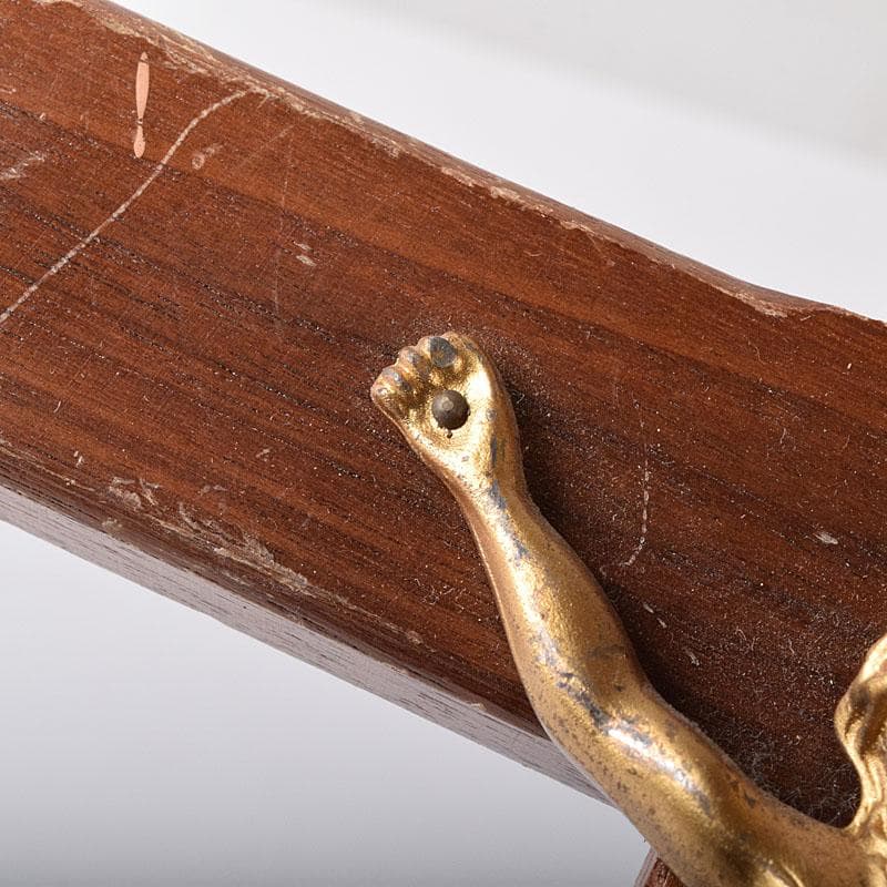 銅製　キリスト磔刑像　木製　クロス　十字架　C　7730