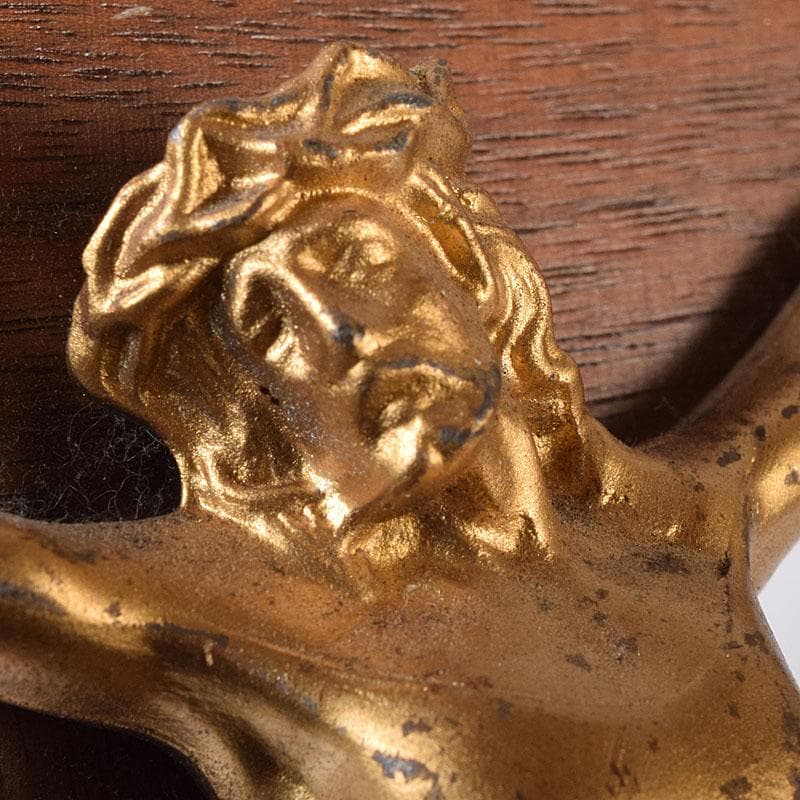 銅製　キリスト磔刑像　木製　クロス　十字架　C　7730