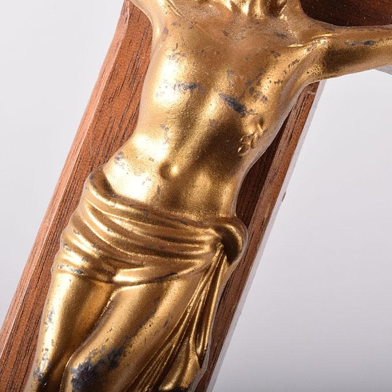 銅製　キリスト磔刑像　木製　クロス　十字架　C　7730