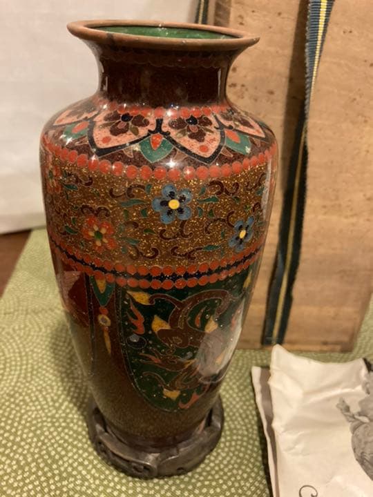 【お値下げ】安藤七宝店 龍鳳凰花唐草文有線七宝花瓶