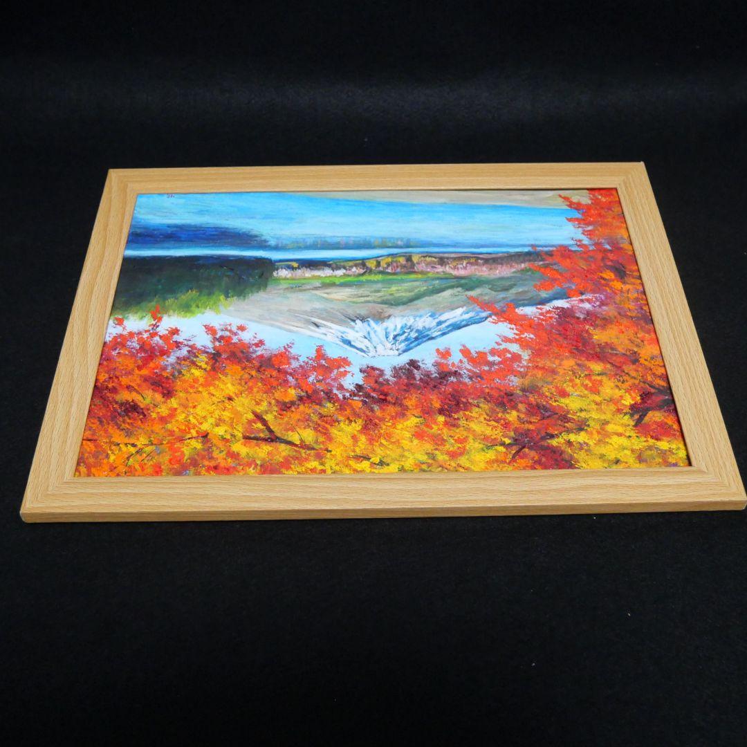 油絵 油彩 油彩画 絵 絵画【富士山と紅葉】
