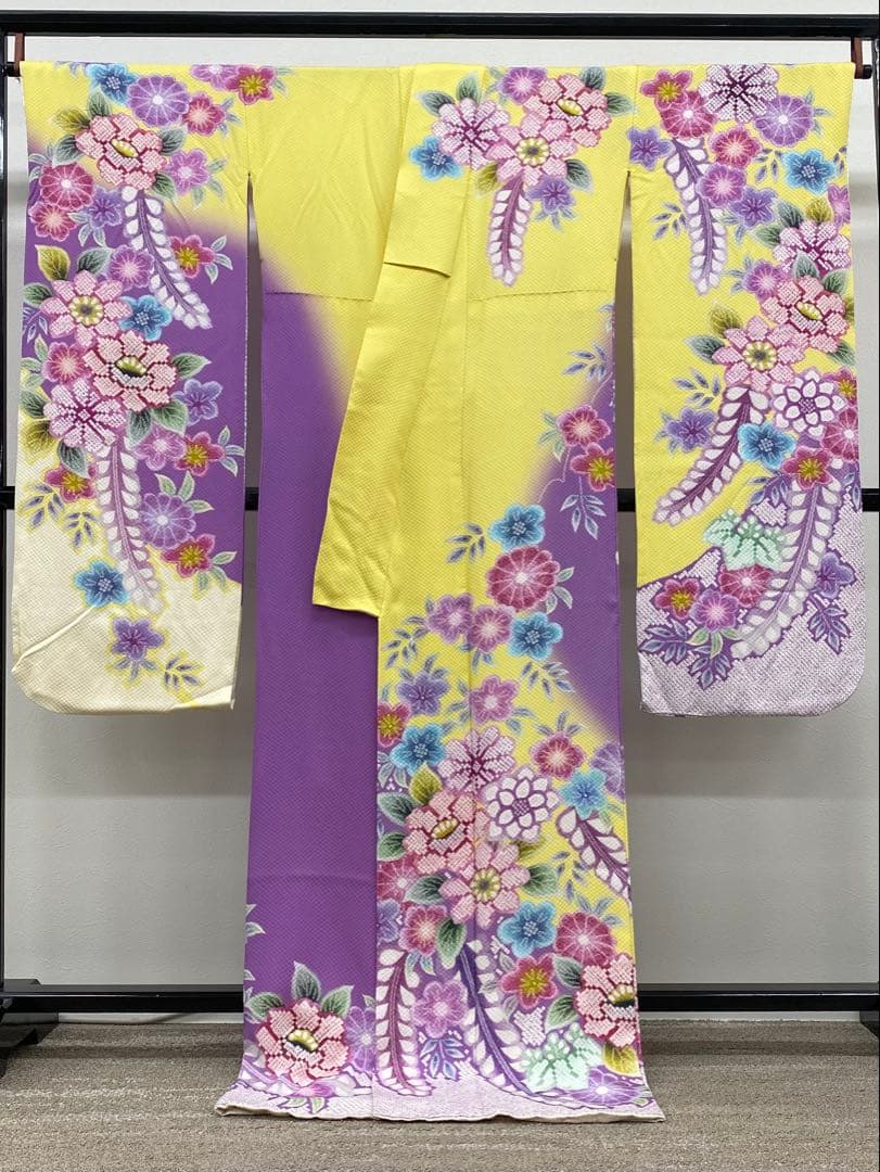 振袖 豪華 ふくれ織紋意匠 染め絞り柄 身丈172cm