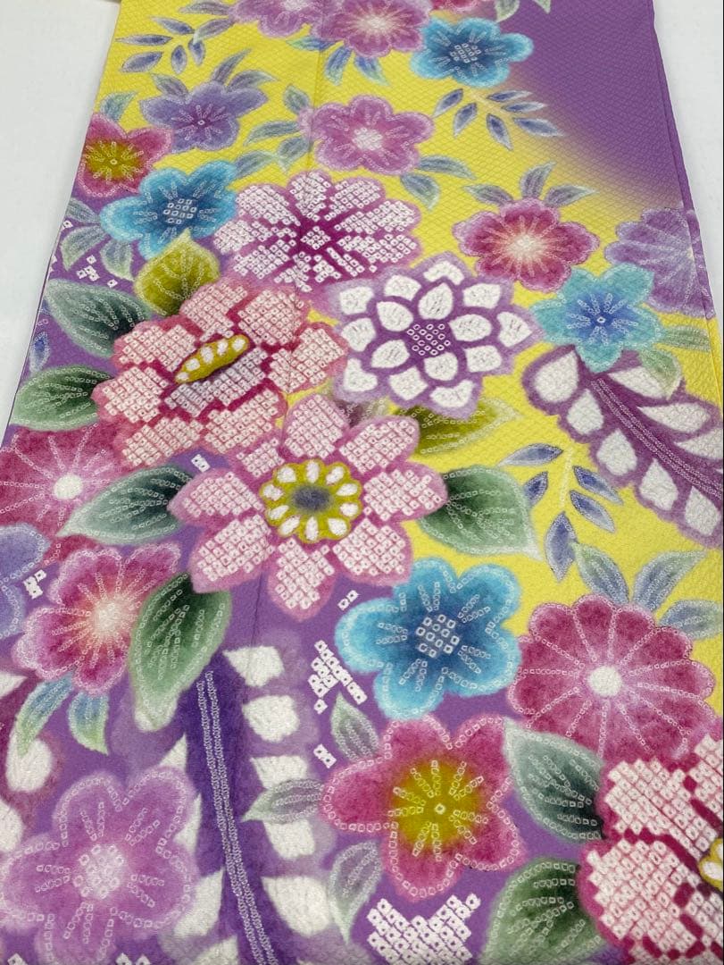 振袖 豪華 ふくれ織紋意匠 染め絞り柄 身丈172cm