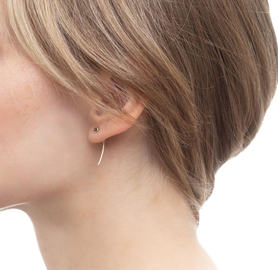ヒロタカ　ブラックダイヤモンド ショートアロー ピアス　両耳