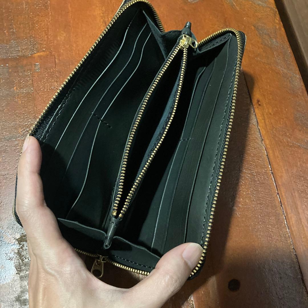 クロムエクセルレザー　財布　ラウンドファスナー　ハンドメイド　レザークラフト