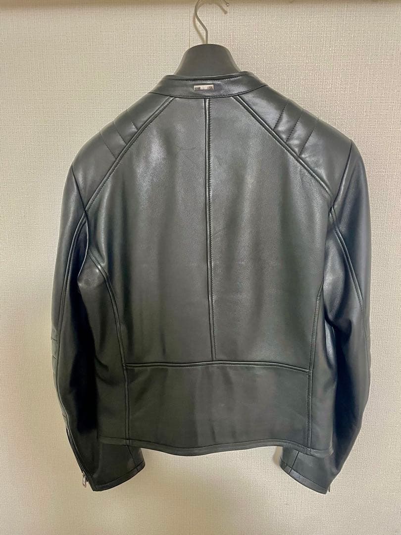 BOSS ブラックレザー シングルライダースジャケット