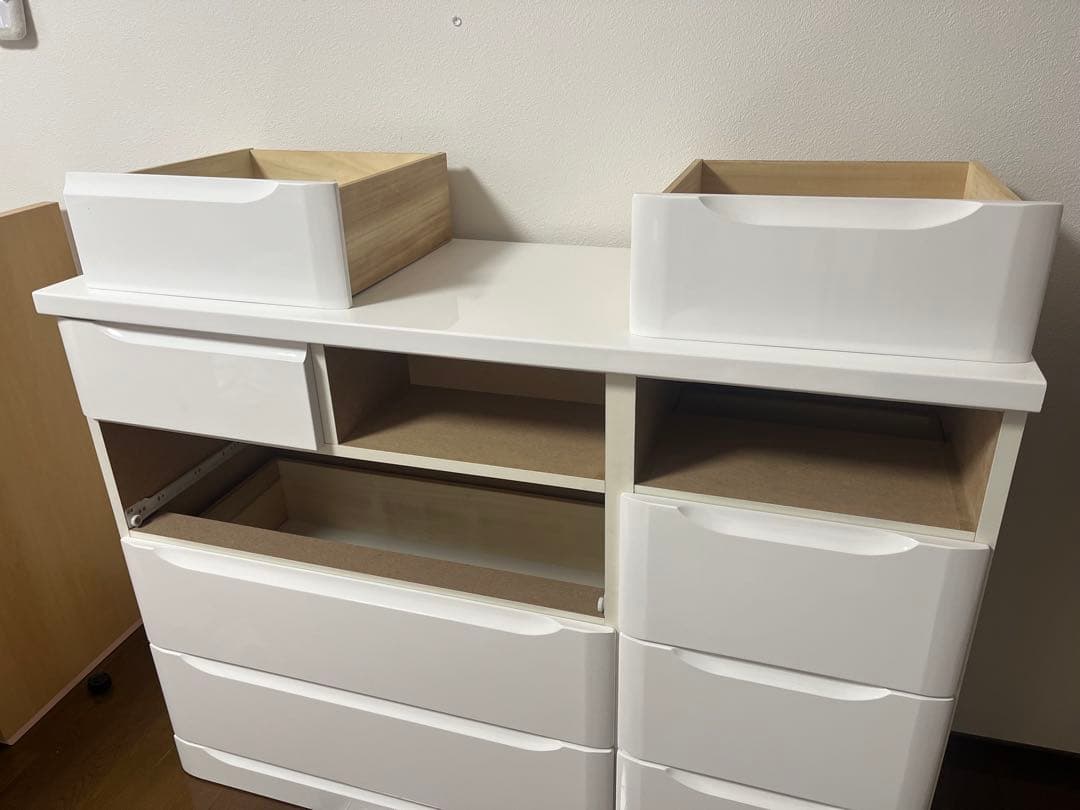 ホワイト 9段引き出しキャビネット