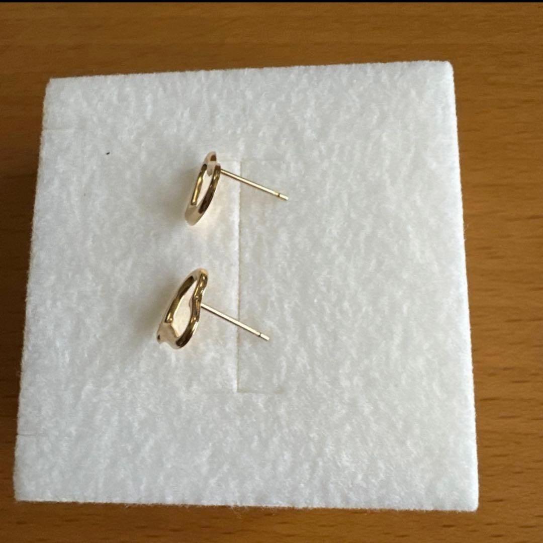 k18 ピアス　オープンハート イエローゴールド　Lサイズ約10mm×9mm