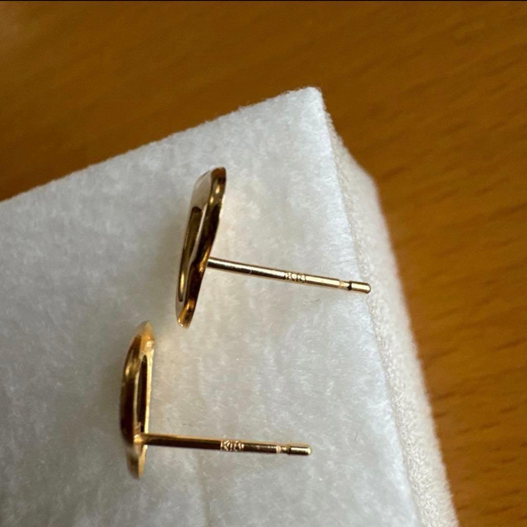 k18 ピアス　オープンハート イエローゴールド　Lサイズ約10mm×9mm