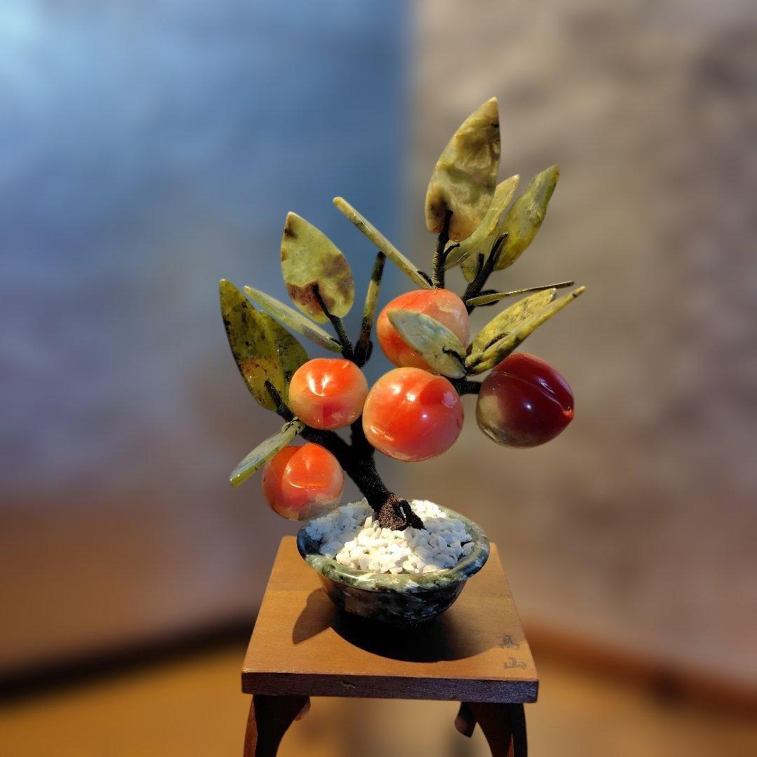 石製果物の木の置物