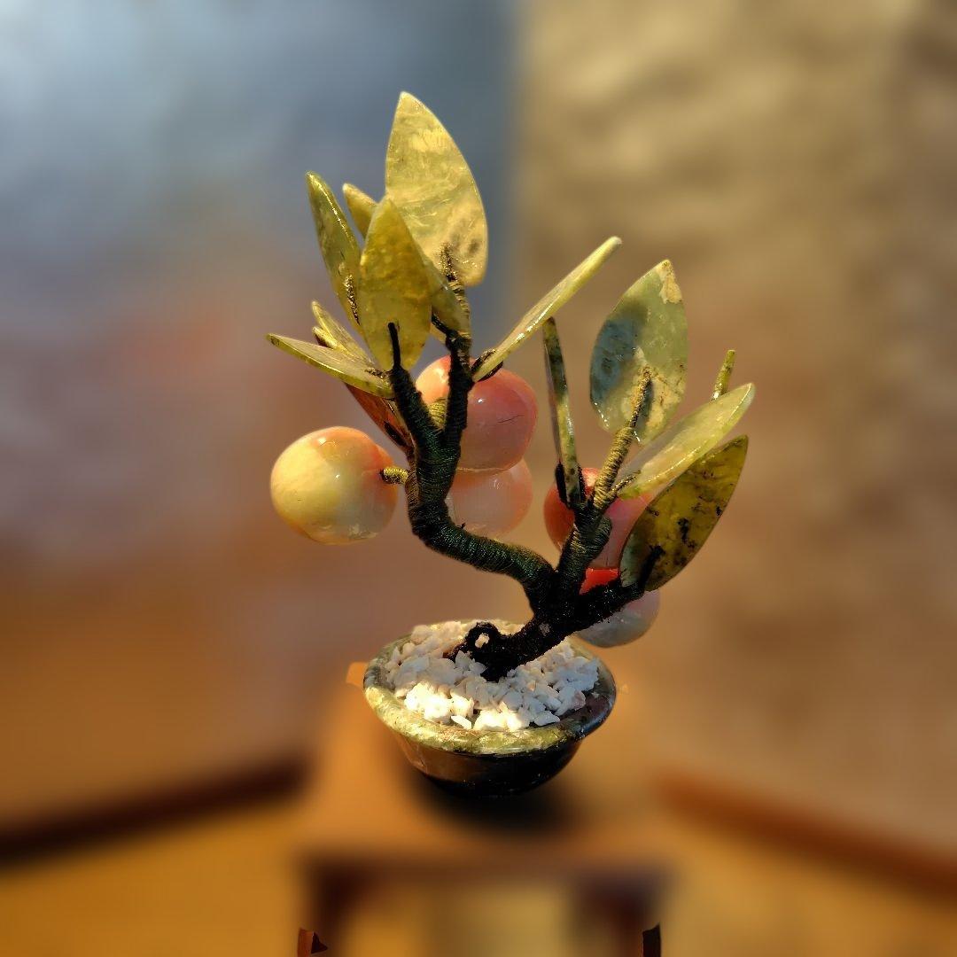 石製果物の木の置物