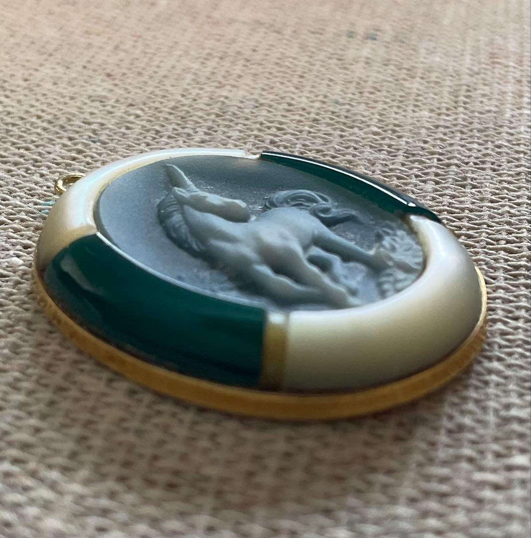 K18 Agate-Cameo UNICORN メノウカメオ ペンダント