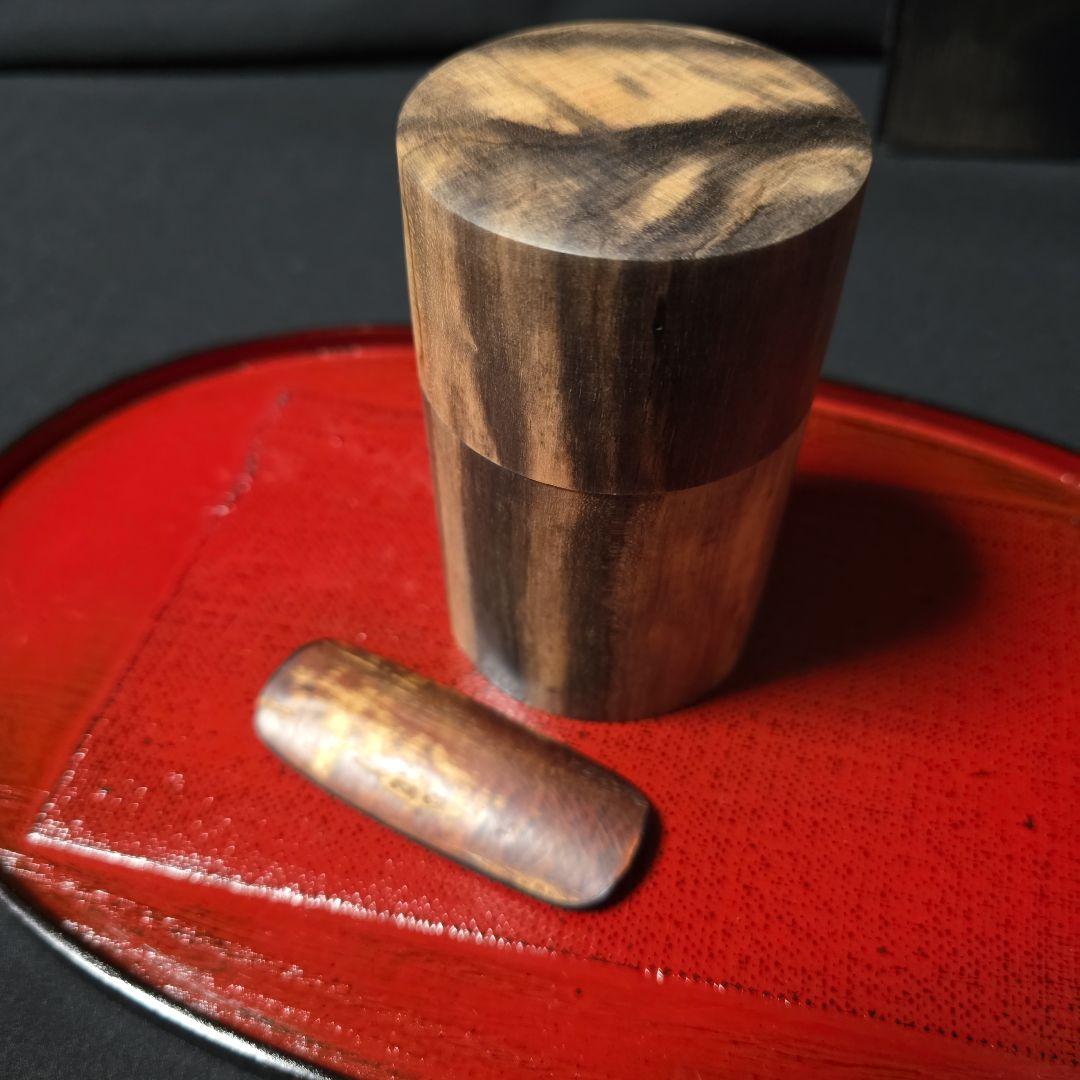 黒柿 茶筒 総黒柿