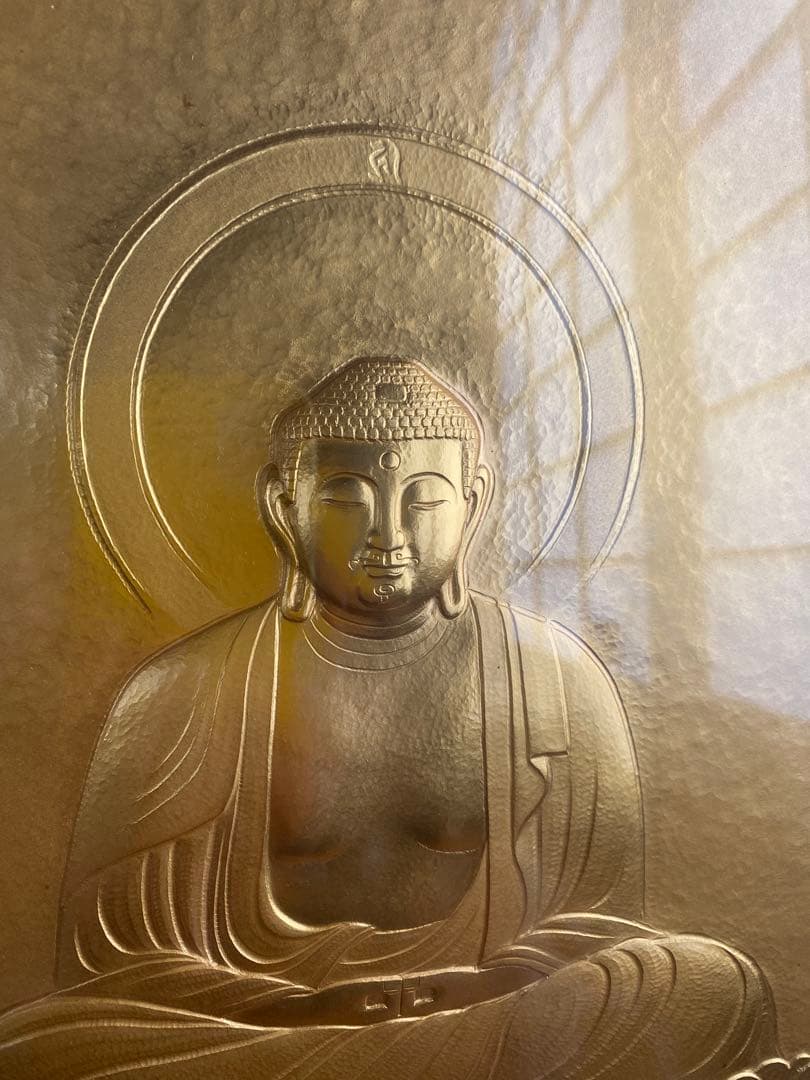 人間国宝　金森映井智氏作　彫金　大仏様　略歴　紙箱入