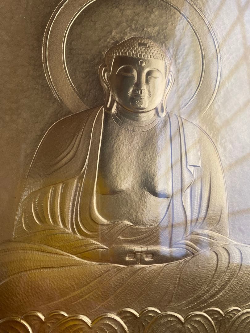 人間国宝　金森映井智氏作　彫金　大仏様　略歴　紙箱入