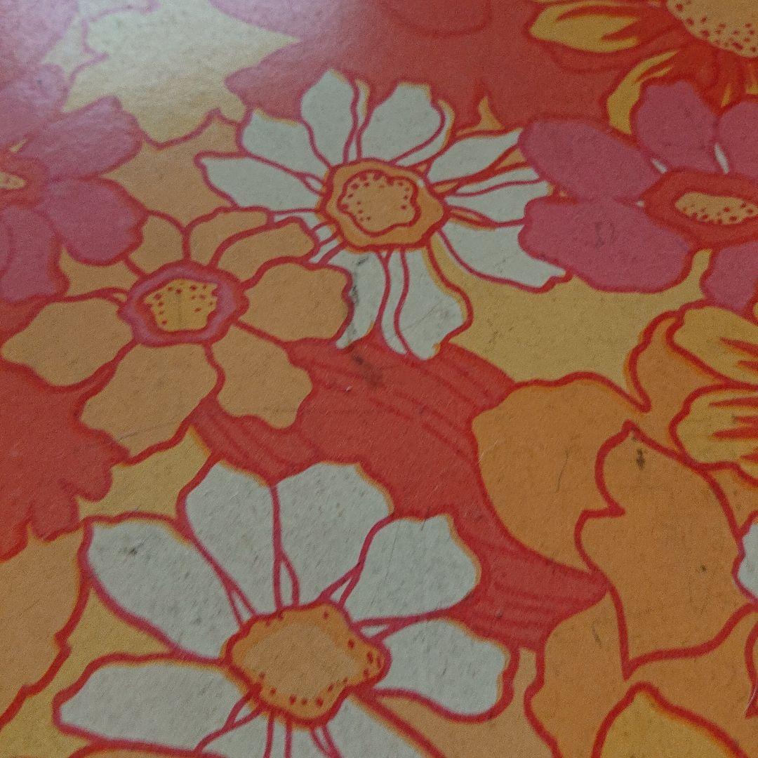 アンティークレトロポップな花柄ローテーブルオレンジカラー