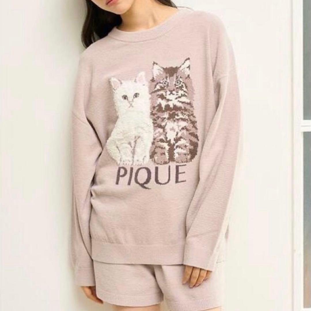 【新品・正規品】 ジェラートピケ ツインキャットジャガード ベージュ 上下セット