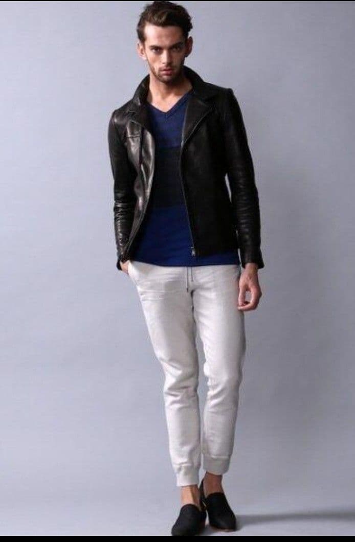 【定価6万円】5351 プールオム 黒ヤギ革レザージャケット　サイズ4 (XL)