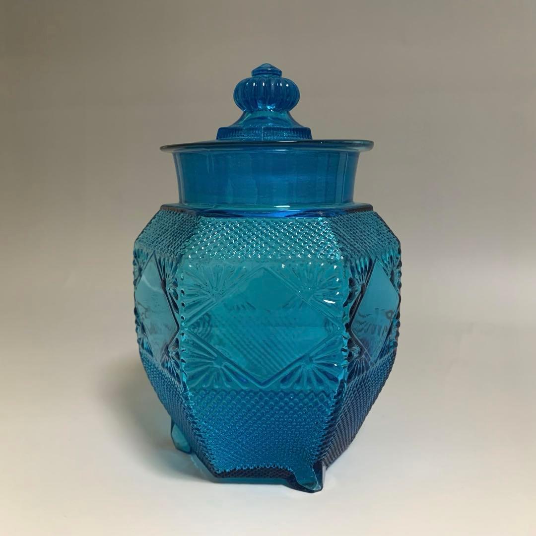 プレスガラスの菓子瓶　あめや瓶　飴屋瓶