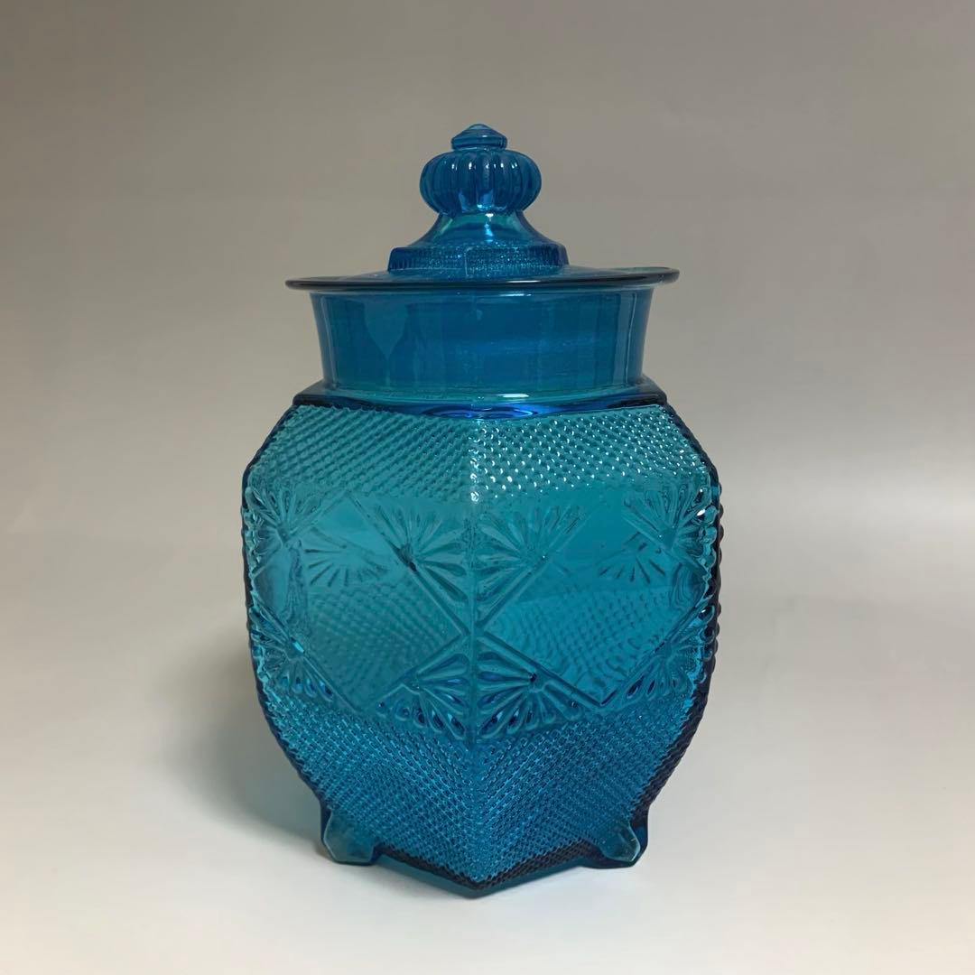 プレスガラスの菓子瓶　あめや瓶　飴屋瓶