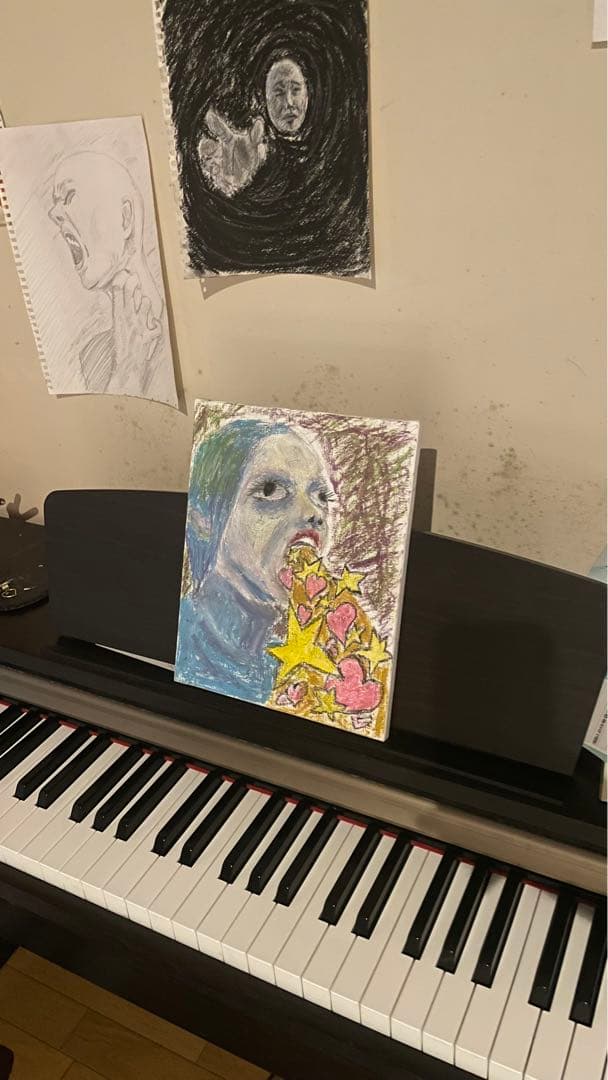 感情表現のパステル画 星とハート